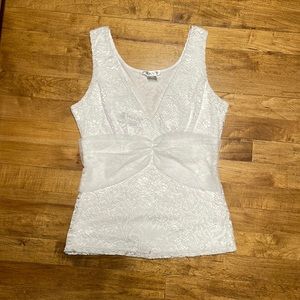 White lace tank top with tulle detail, Venus, size xs